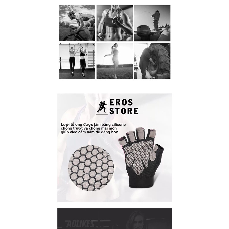 Găng Tay Tập Gym Thoáng Khí Chống Trượt Chính Hãng Eros Store