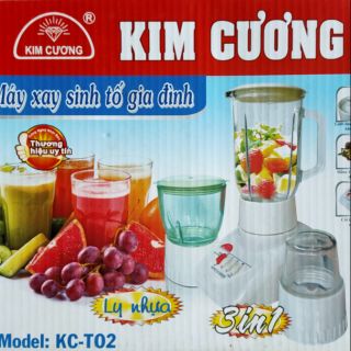 MÁY XAY SINH TỐ KIM CƯƠNG 3 CỐI.  KC T 02  LY NHỰA