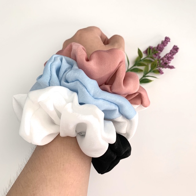 Cột tóc vải scrunchies lụa phối màu