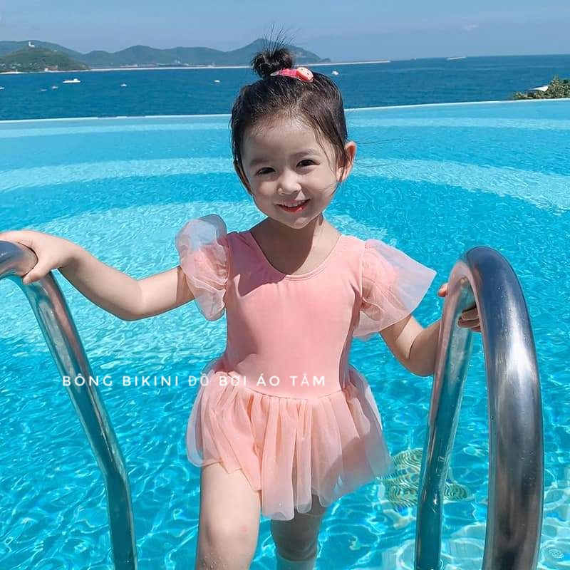 Đầm Bơi Hồng, Đồ Bơi 1 Mảnh Liền Kiểu Dáng Công Chúa, Cực Kì Đáng Yêu, Size Từ 9Kg Đến 35Kg