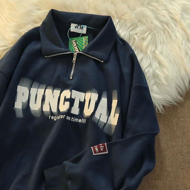 Áo Sweater Polo Dáng Rộng In Chữ Phong Cách Mỹ Cổ Điển Thời Trang Cho Nam Và Nữ