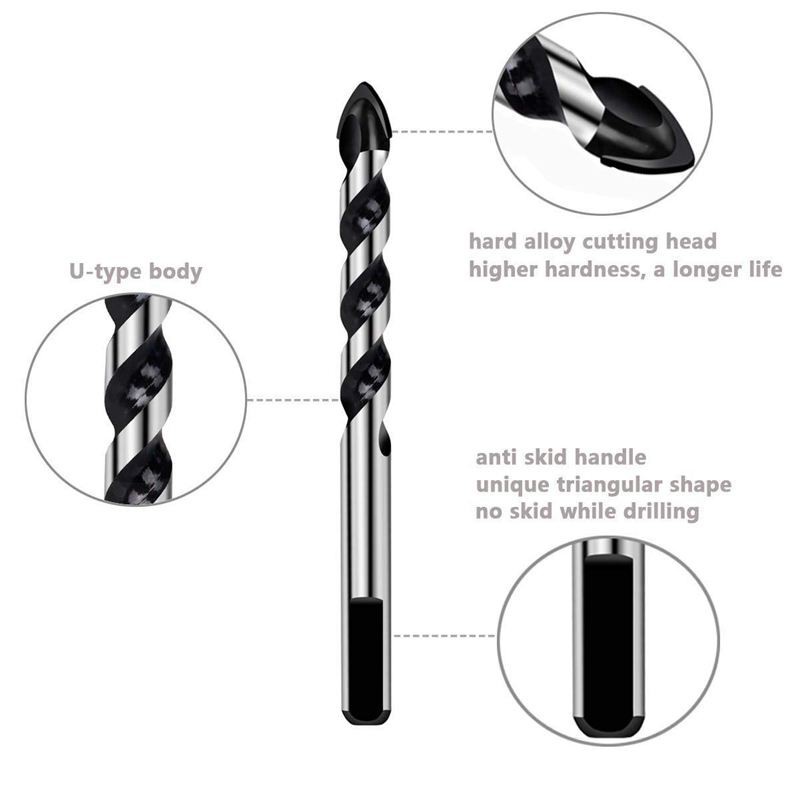 Bộ Mũi Khoan Cacbua Vonfram Cho Gạch / Kính / Nhựa / Gỗ / 4 5 6 8 10 12mm