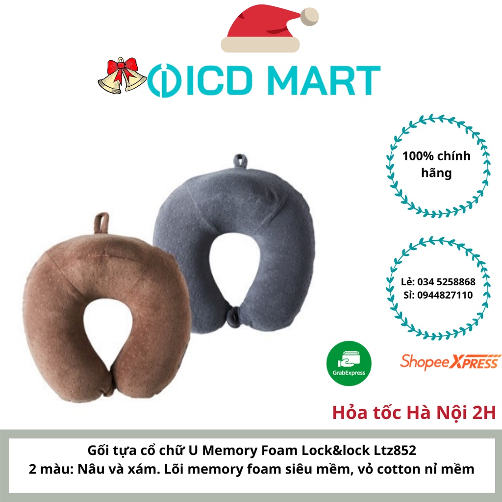 [Lock&amp;Lock] Gối kê cổ cao cấp Memory Foam -LTZ852- Lock&amp;Lock, dùng cho văn phòng, du lịch