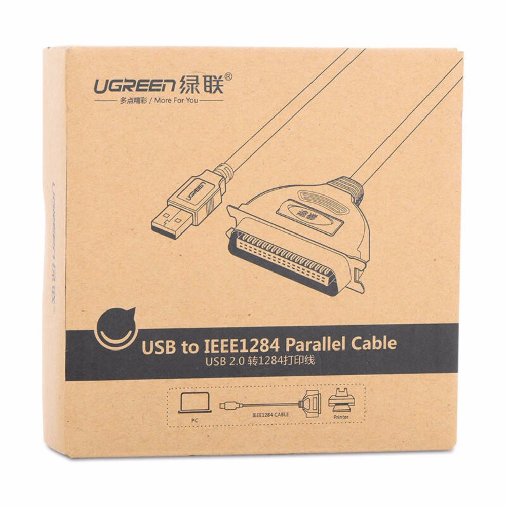 Dây máy in USB sang IEEE1284 Parallel dài 1.8m UGREEN 20225 (Đen)