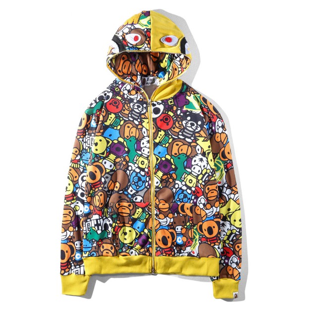 Mới Áo Khoác Hoodie BAPE Họa Tiết Rằn Ri