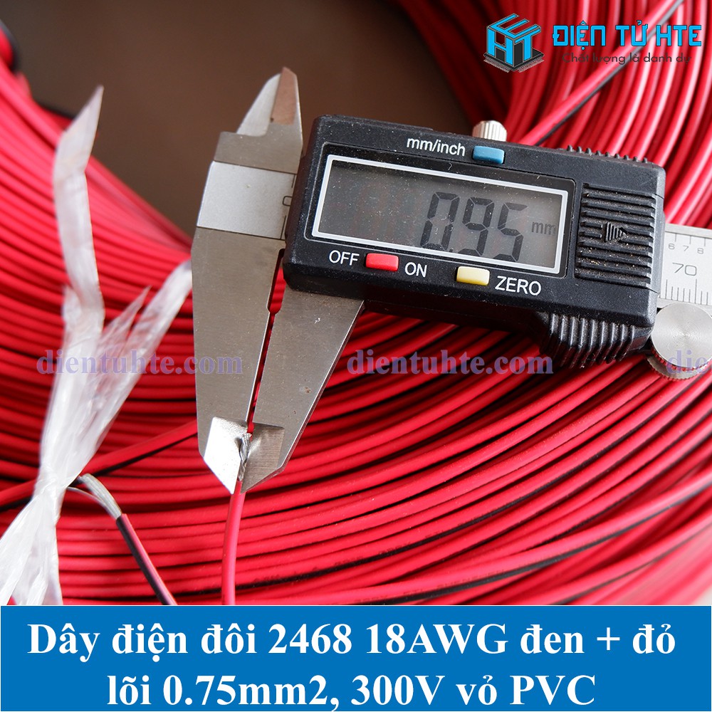 Combo 5 mét Dây điện đôi 2468 18AWG 2 màu đỏ - đen lõi 0.75mm2 vỏ PVC