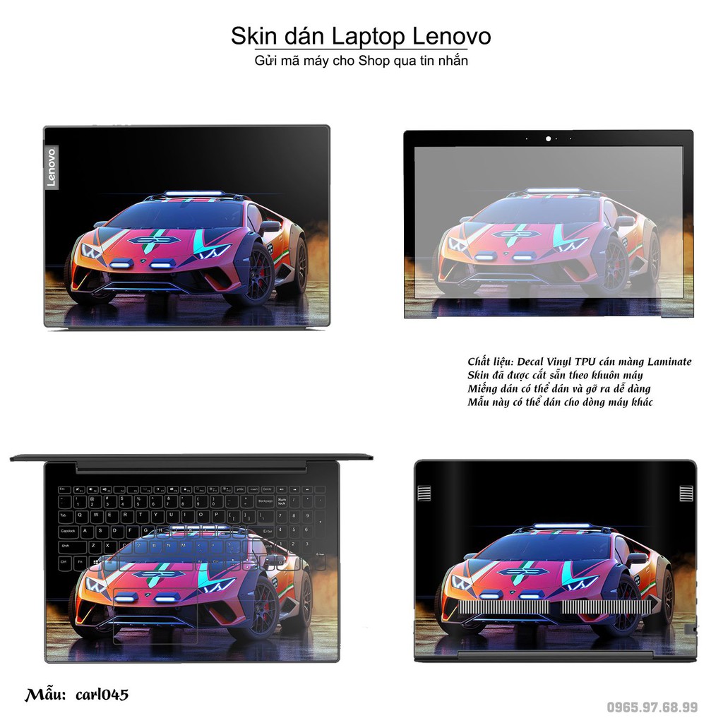 Skin dán Laptop Lenovo in hình xe hơi nhiều mẫu 2 (inbox mã máy cho Shop)