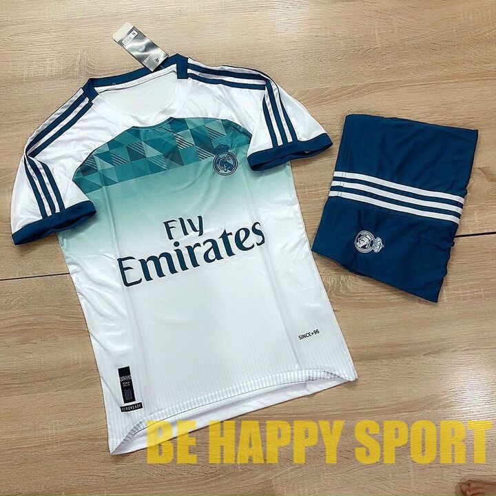 Bộ Áo Đá Bóng Real Madrid Trắng Xanh Cực Chất Mới Nhất - Quần Áo Thể Thao Nam PP Bởi Be Happy Sport