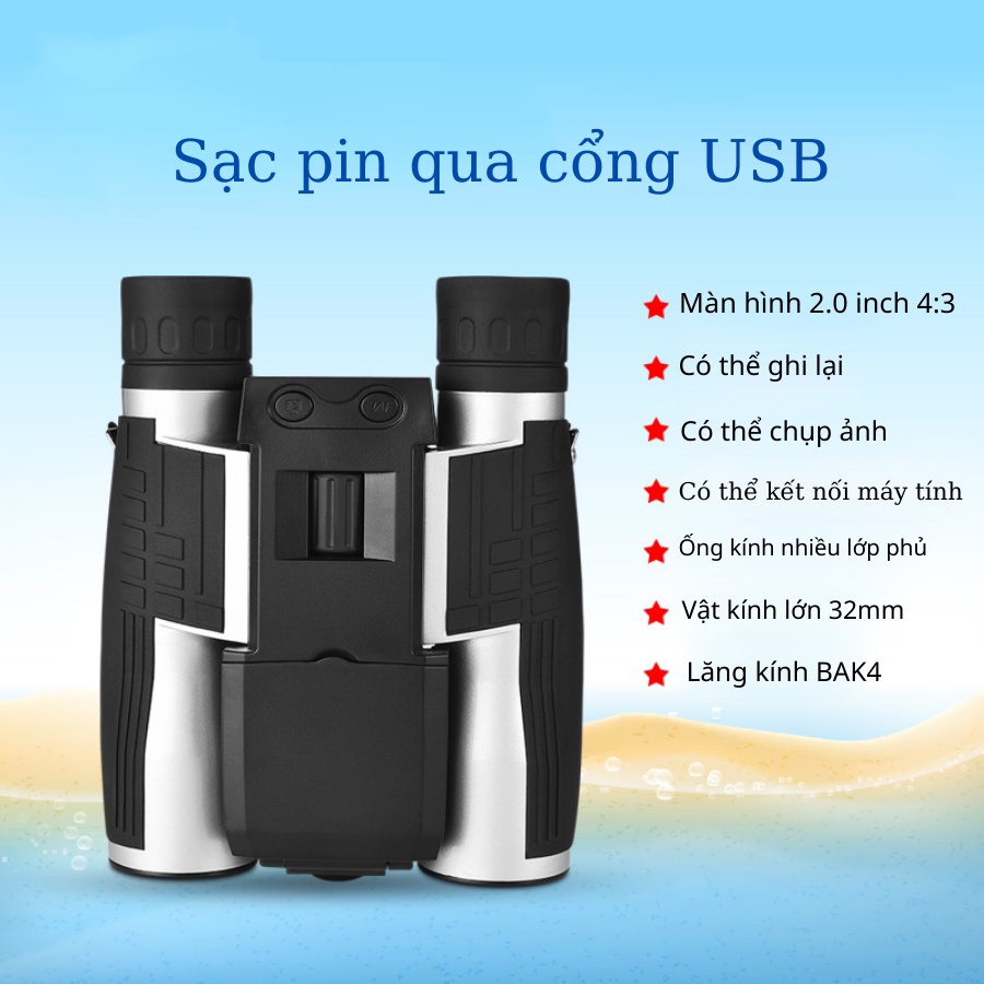 Ống nhòm viễn vọng 2 mắt có thể chụp ảnh quay video HD 1080P cho hình ảnh đẹp rõ nét - kính viễn vọng cho người du lịch