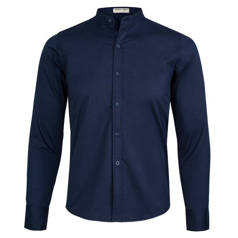 Áo sơ mi nam dài tay cổ tàu cổ trụ basic. Áo dài tay cổ tàu dáng ôm slimfit