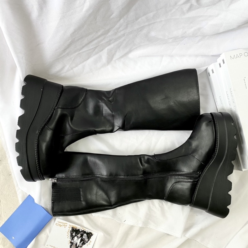 (SẴN MỘT SỐ SIZE - HÀNG ORDER) Bốt đùi khóa cạnh đế cao 10cm phong cách Gothic - Slay gothic platform boots zip | BigBuy360 - bigbuy360.vn