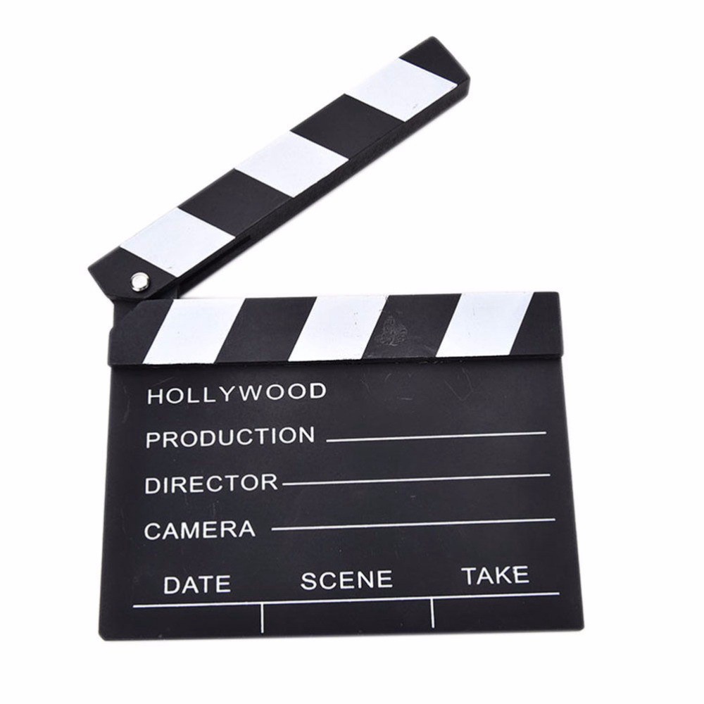 WMES1 Vide Film Cut Scene Movie Clapperboard Wooden Prop Clapper Tool Board/Multicolor