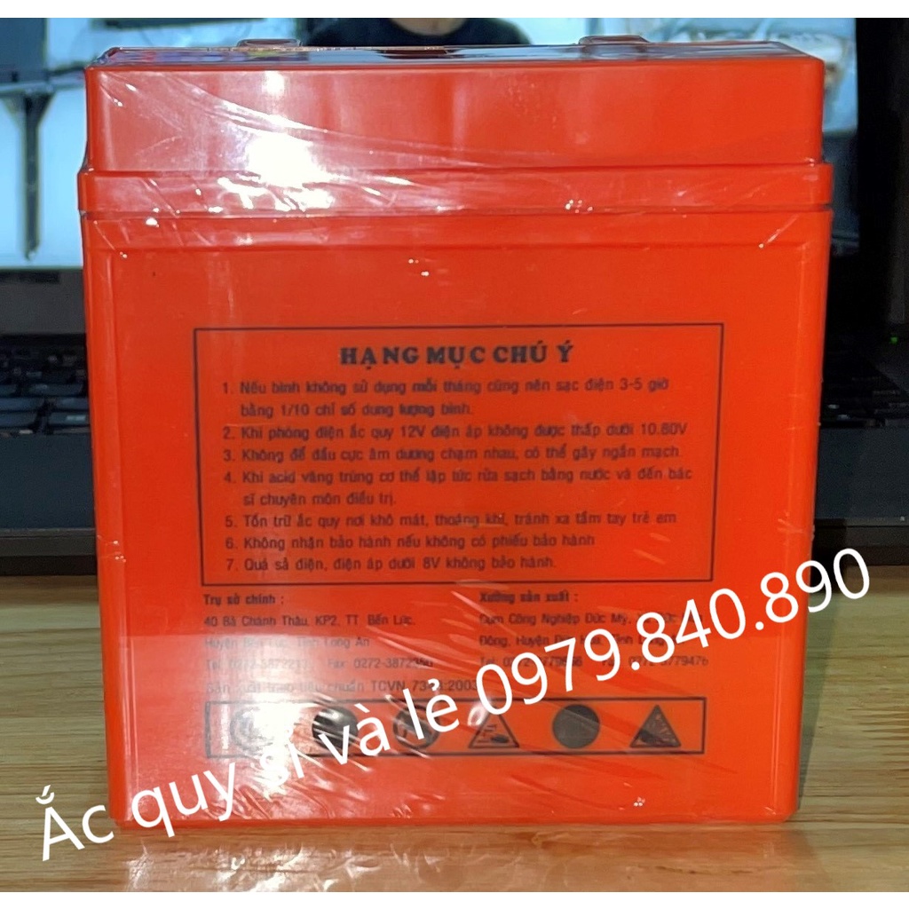 Bình Ắc Quy Khô Globe WP5S-3PB 12v6Ah - Kích thước (mm): 121 x 62 x 131 ( Dài x Rộng x Cao )