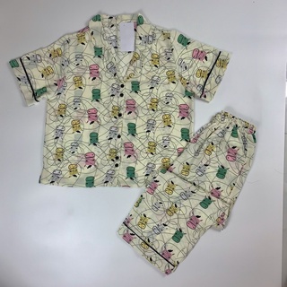 Bộ pijama tay ngắn quần chín tấc lụa cao cấp mango tiểu thư xinh