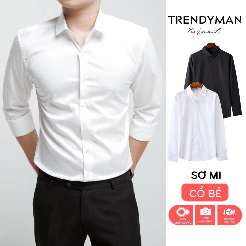 Áo Sơ Mi Nam Trendyman Dài Tay Trơn dáng ôm Áo Sơ Mi Dáng rộng unisex phong cách hàn quốc