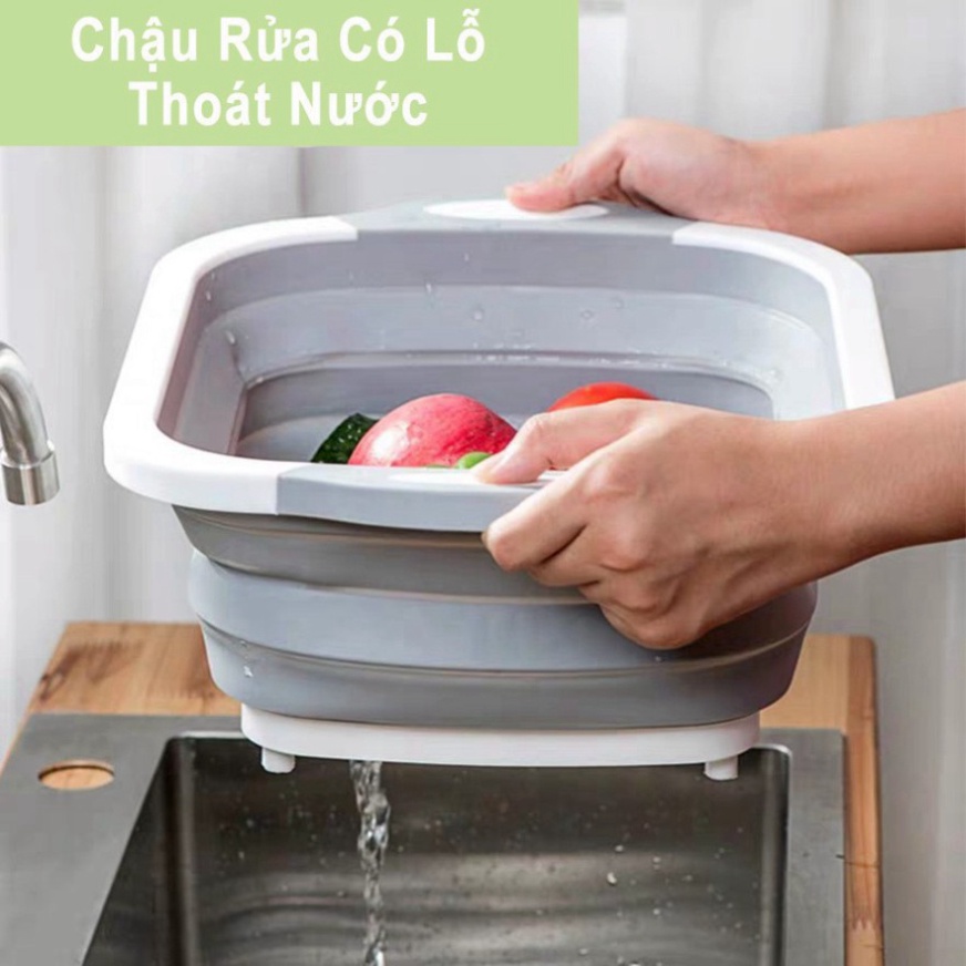 Thớt Nhựa Đa Năng 3 In 1 Kiêm Chậu Rửa, Rổ Đa Năng, Thớt Siêu Tiện Dụng + TẶNG KHĂN LAU TAY