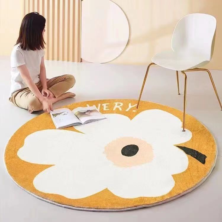 Thảm Lông Lót Sàn Hình Tròn Bằng Len Cashmere Nhân Tạo Dày Dặn Có Thể Giặt Rửa Cho Phòng Khách / Phòng Ngủ
