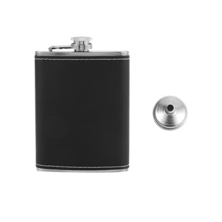 Flask bình rượu bỏ túi dung tích 8 Oz với phễu inox và túi da màu đen