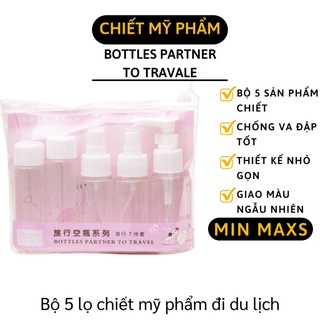 Bộ Chiết Mỹ Phẩm - Combo 5 Chai Nhựa Chiết Nước Rửa Tay, Dầu Gội, Sữa Tắm Du Lịch 4002 [MINMAXS]