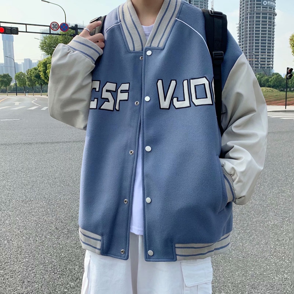 Áo Khoác Bomber Da Pu Dáng Rộng Phong Cách Hàn Quốc Cho Nam