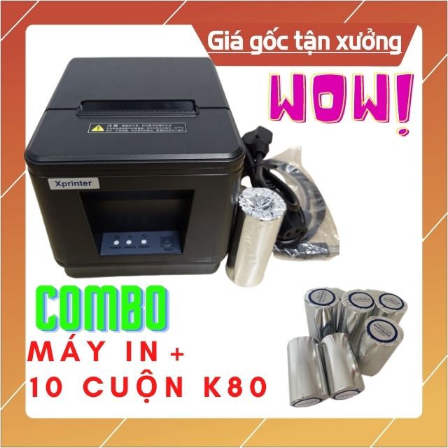 [COMBO GIÁ RẺ] Máy in hóa đơn A160H + 10 cuộn giấy K80 Dùng Cho Siêu Thị, Thời Trang, Mỹ Phẩm Có Độ Bền Cao | BigBuy360 - bigbuy360.vn