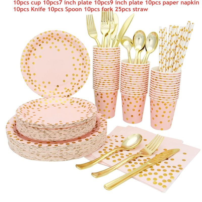 Khăn Trải Bàn Bằng peva Họa Tiết Chấm Bi Màu Đồng Đen Vàng Hồng Dùng 1 Lần