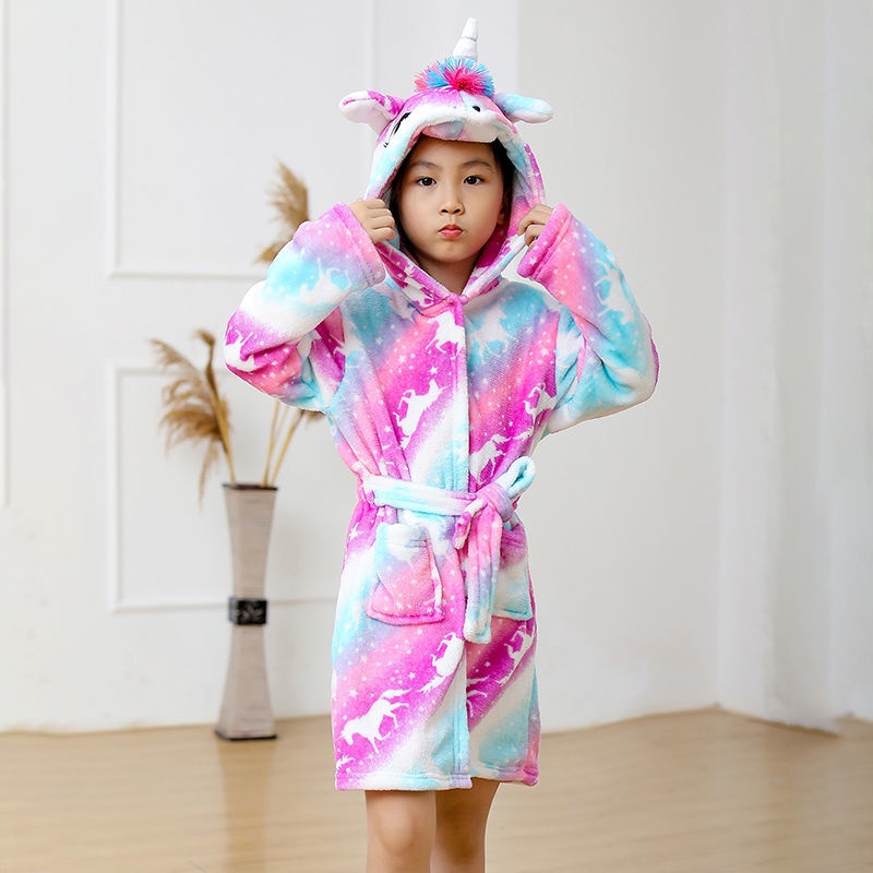 Áo Choàng Tắm Kiểu Kimono In Hoạt Hình Kigurumi Dễ Thương Cho Bé Gái 4 6 8 10 12 Tuổi