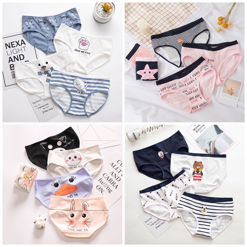 [Che Tên] SET 5 Quần Lót Cotton Nâng Mông Thông Hơi Hoạ Tiết Dễ Thương TOPBRA | BigBuy360 - bigbuy360.vn