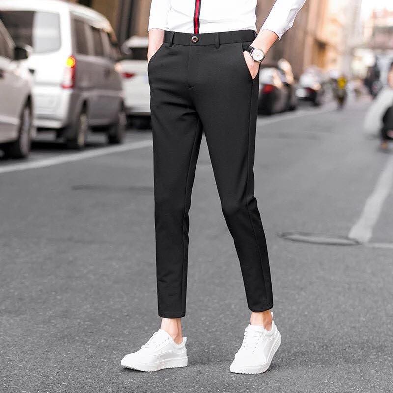 Quần âu nam dáng ôm co dãn, quần tây nam cao cấp Hàn Quốc chuẩn vải lụa co giãn không nhăn