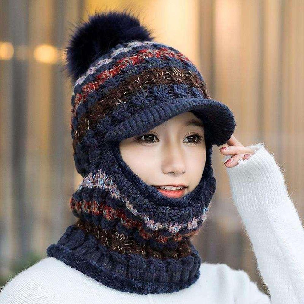 Khăn Choàng Cổ Dệt Kim Kẻ Sọc Dày Dặn Thời Trang Mùa Đông Cho Nữ