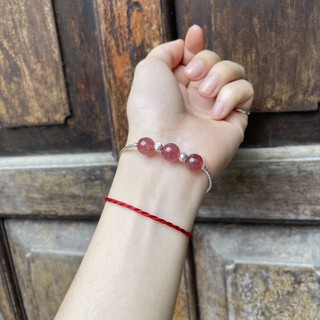 Lắc Tay Đá Hồng Mix Bạc