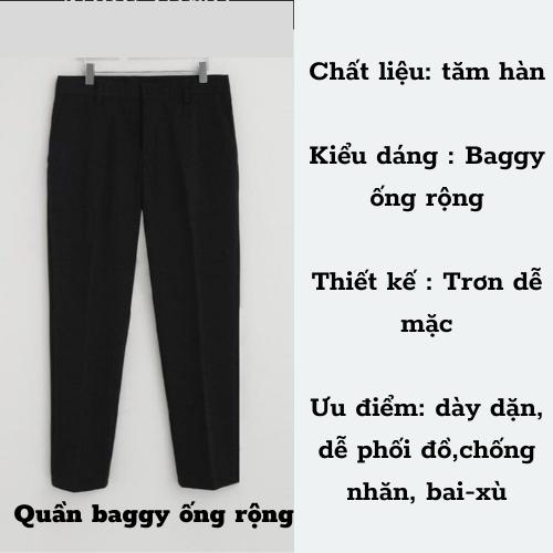 Quần baggy nam ống rộng hàn quốc ManMoShop, quần âu nam dáng suông chất liệu tăm hàn cao cấp M01