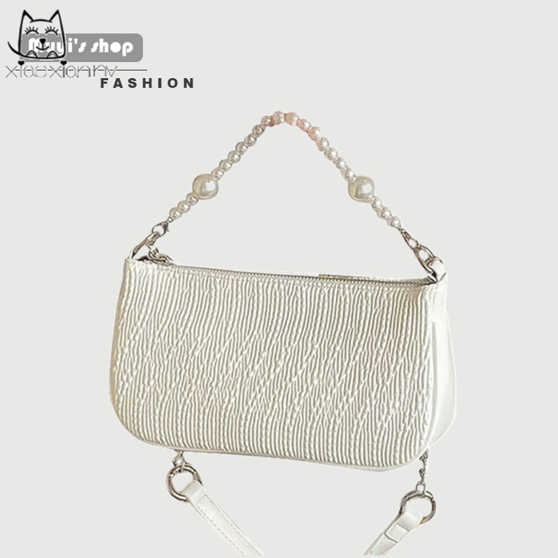 Túi xách cổ điển phối xích đính ngọc trai thời trang