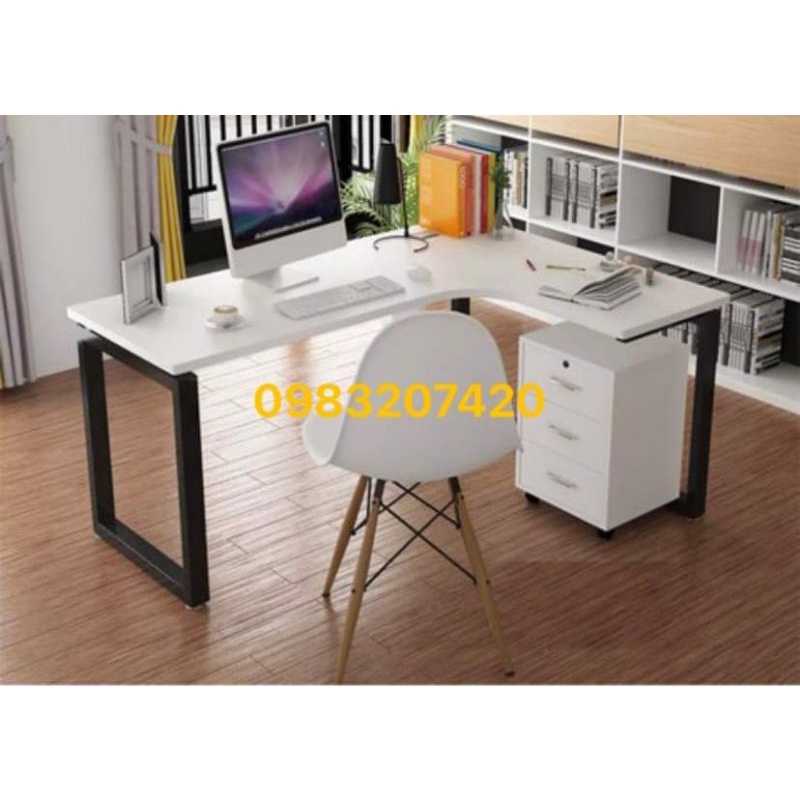 BÀN LÀM VIỆC CHỮ L MẶT LIỀN CHO VĂN PHÒNG HIỆN ĐẠI ( chưa kèm tủ và ghế )