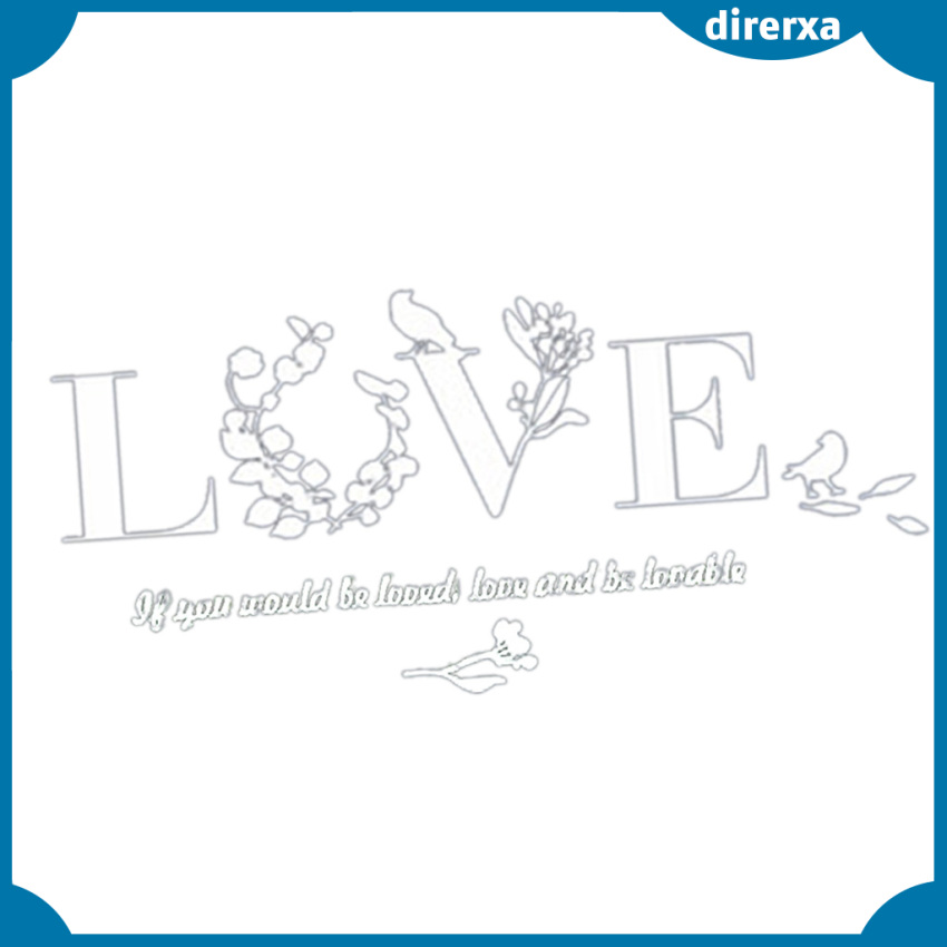 Sticker Gương Dán Tường 3d Hình Lá Và Chữ Love