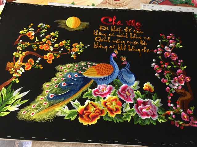 Tranh thêu máy giá rẻ chưa khung