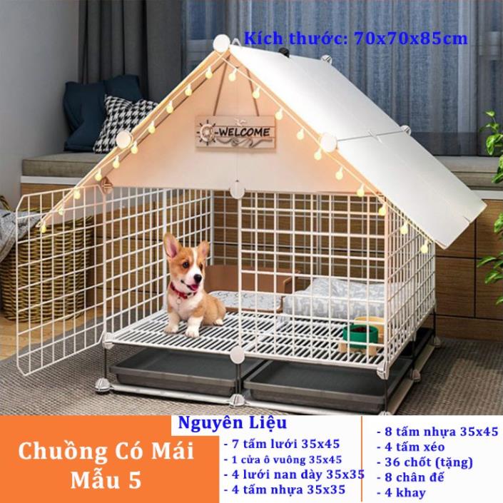 Tấm Ghép Lồng Quây Chuồng Cho Thú Cưng Chó Mèo.Mẫu Chuồng Thú Cưng Có Mái Che