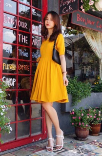 Đầm đắp chéo xếp li - kimo dress