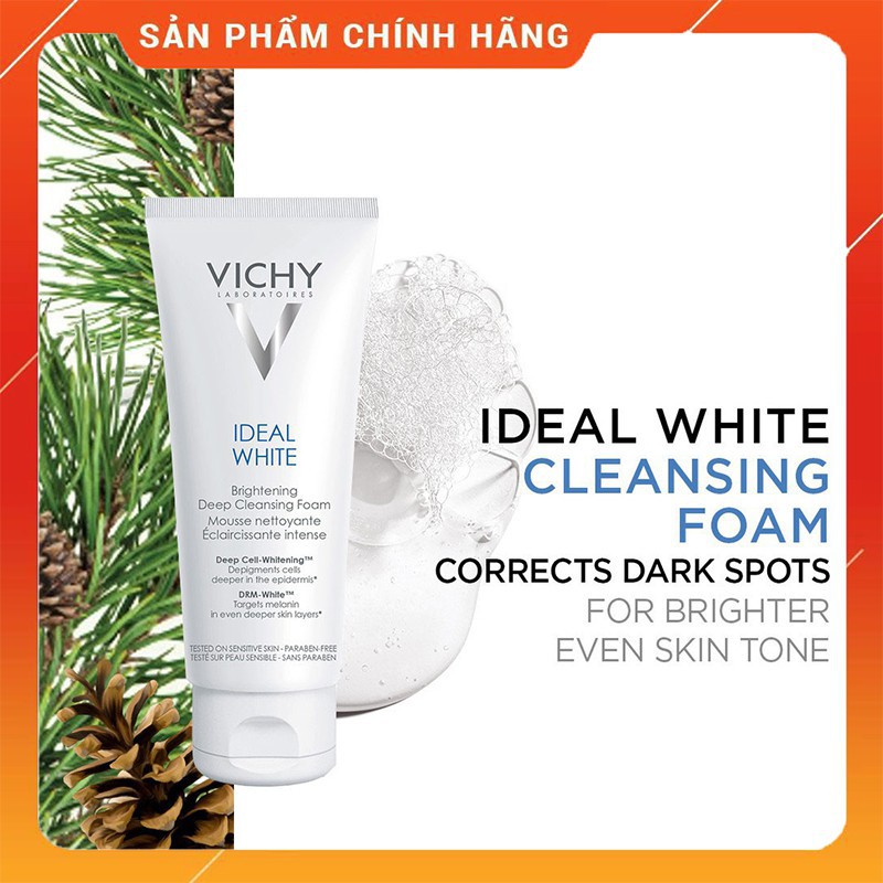 Vichy Sữa Rửa Mặt Tạo Bọt Dưỡng Trắng Da Ideal White Brightening Deep Cleansing Foam 100ml