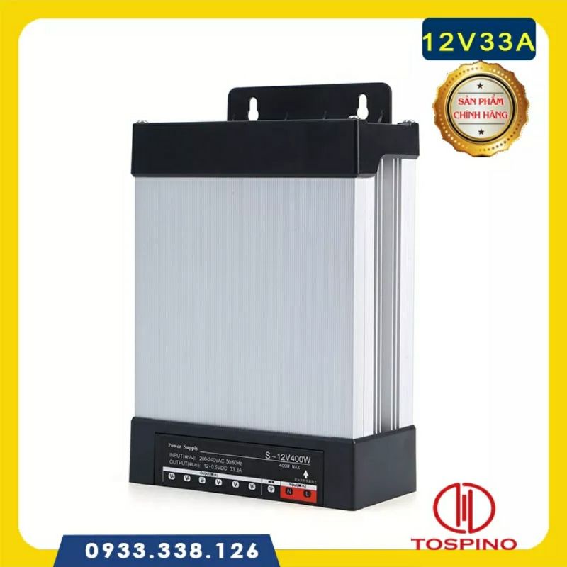 Nguồn ngoài trời 12v 33A hàng chất lượng hiệu TOSPINO dùng cho quảng cáo , chiếu sáng , lắp đặt camera ngoài trời.