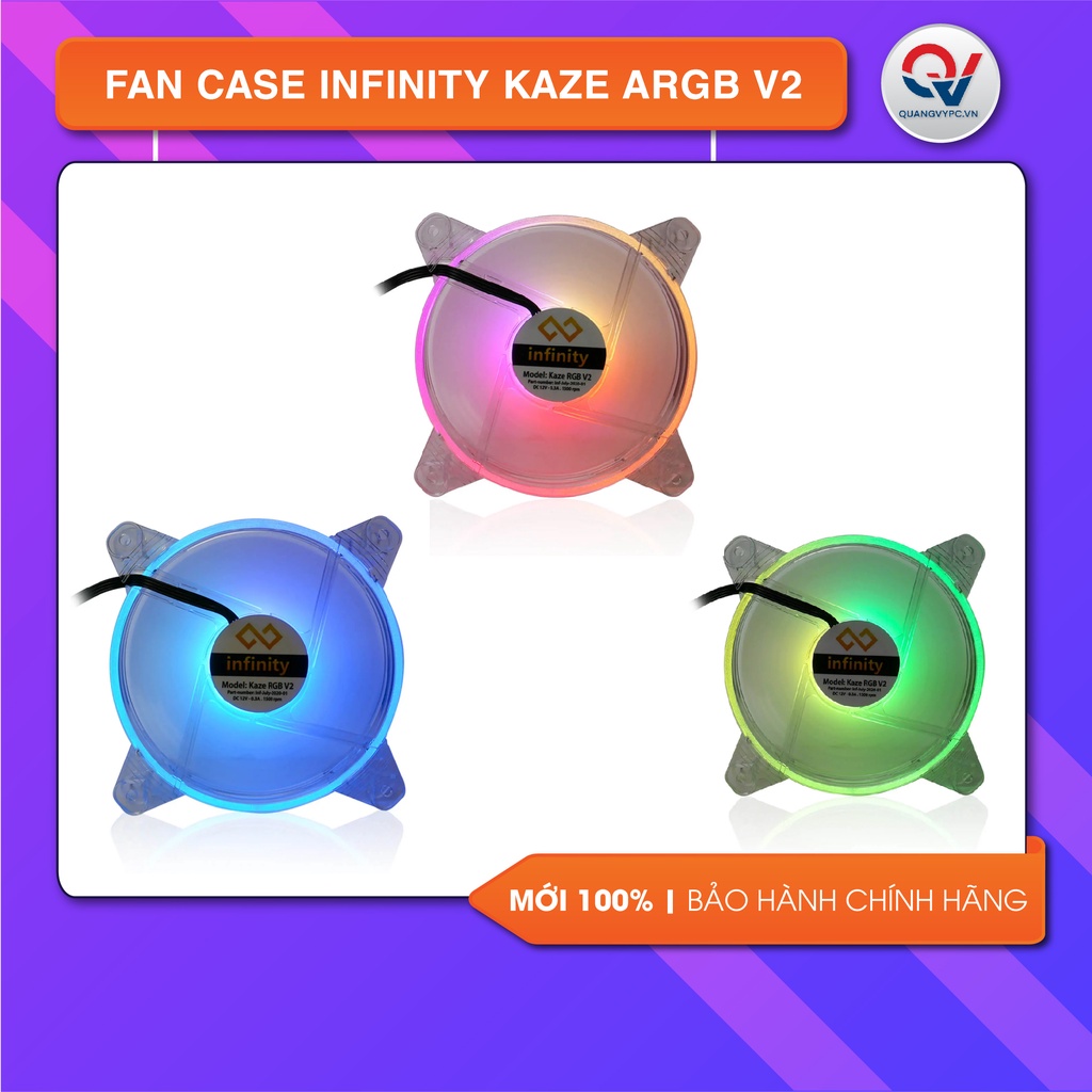 Quạt tản nhiệt case Infinity Kaze Clear - Đèn RGB cùng công suất 1500RPM