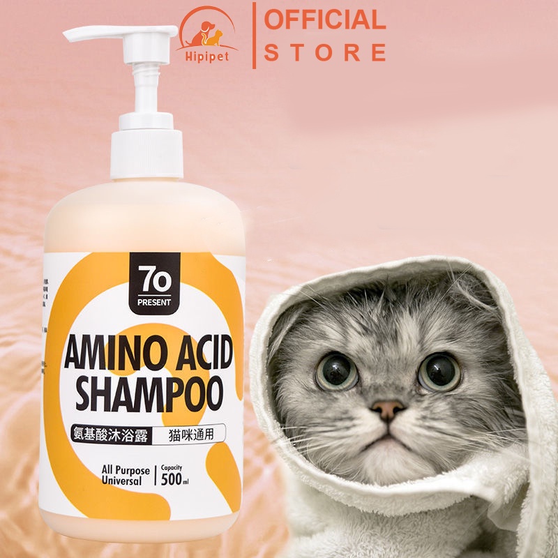 Sữa tắm cho mèo Hipipet Amino acid Shampoo nuôi dưỡng tế bào lông mềm mượt hương thơm thảo dược - 500ml