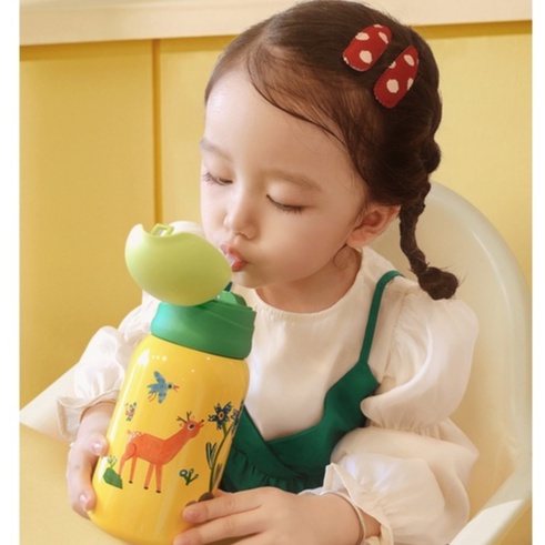 Bình nước cho bé giữ nhiệt đi học có ống hút Mideer Vacuum Insulated Bottle có quai đeo và cốc cao cấp