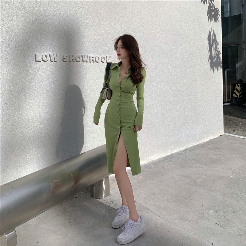 Đầm ôm dài tay thiết kế mới quyến rũ thời trang theo phong cách hàn quốc
