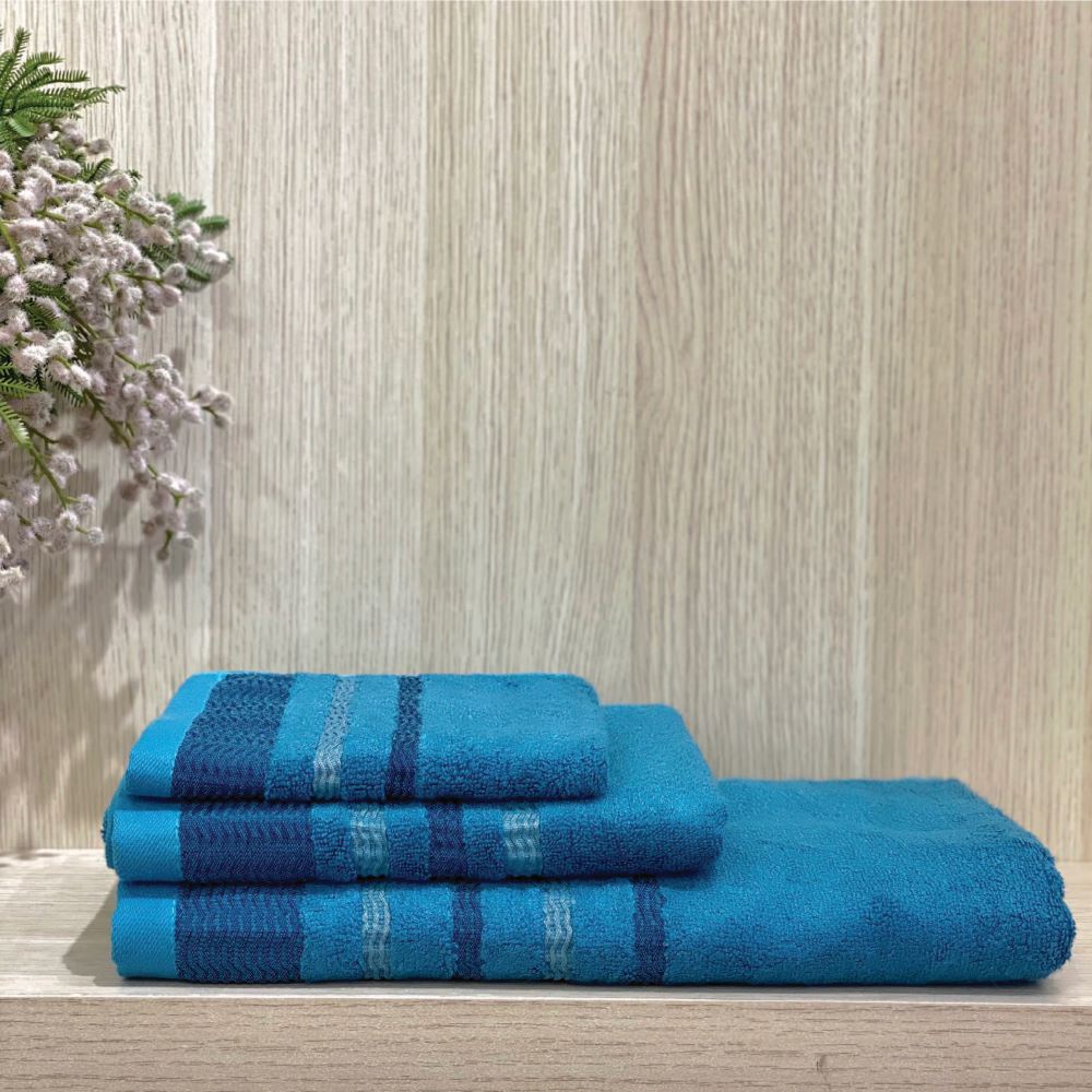 Bộ khăn sợi tre Bamboo NIN House - Blue mềm mại sau nhiều lần giặt
