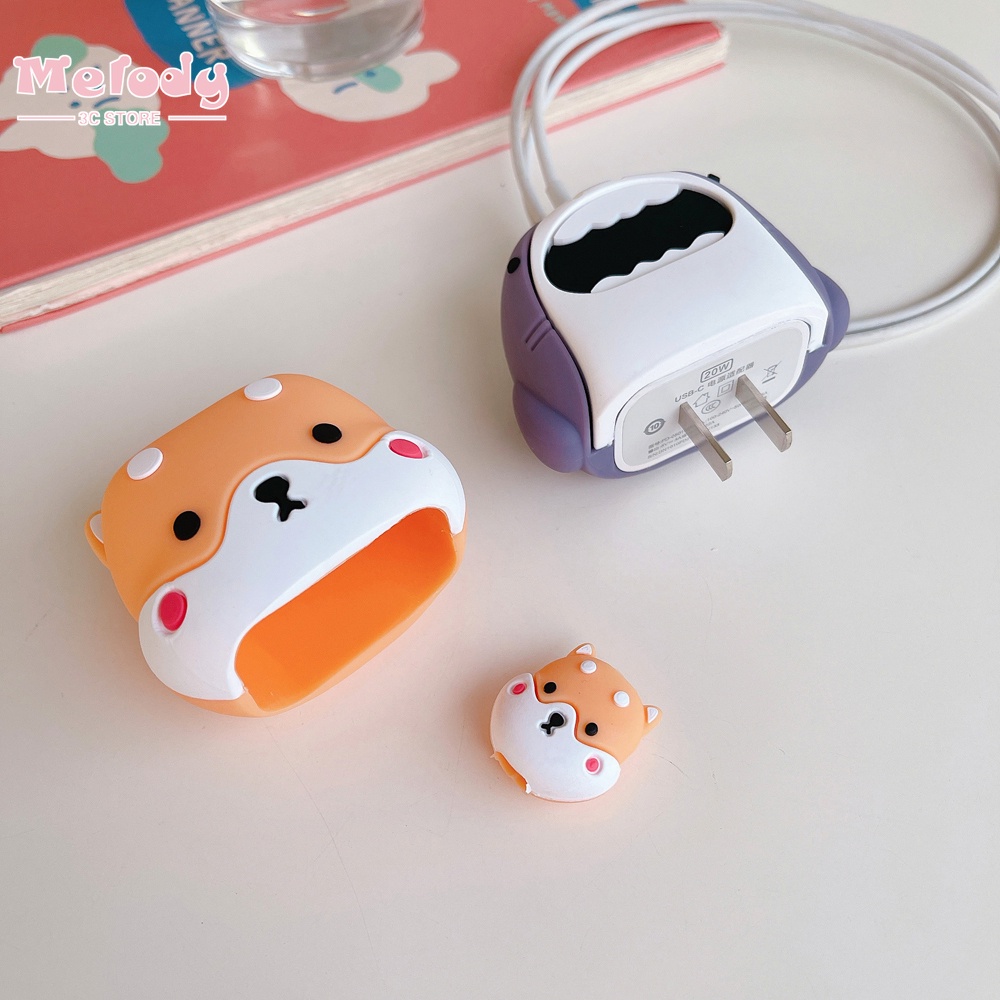 Vỏ Silicon Bảo Vệ Hộp Sạc Apple 20W Hình Gấu Nâu Dễ Thương