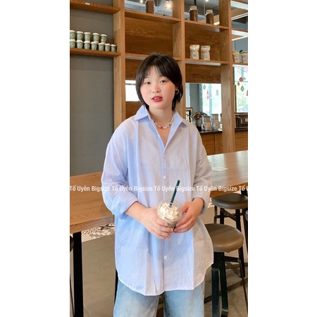 Áo Sơ Mi Kẻ Xốp Dài Tay Dáng Oversize