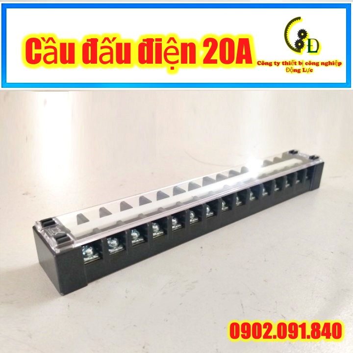 Cầu đấu điện 10A, 20A 15, 20 chân, mắt, pha 1 cái Korea Domino terminal block chia dây điện hàng nhập khẩu Hàn Quốc