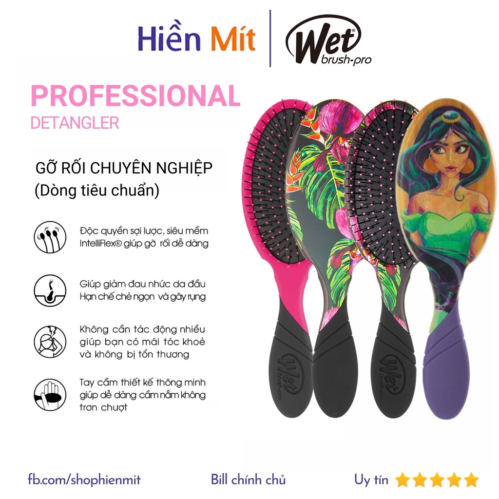 50 Mẫu Lược Wet Brush PRO Detangler gỡ rối giảm rụng tóc auth chính hãng mini Wetbrush paddle rose gold epic