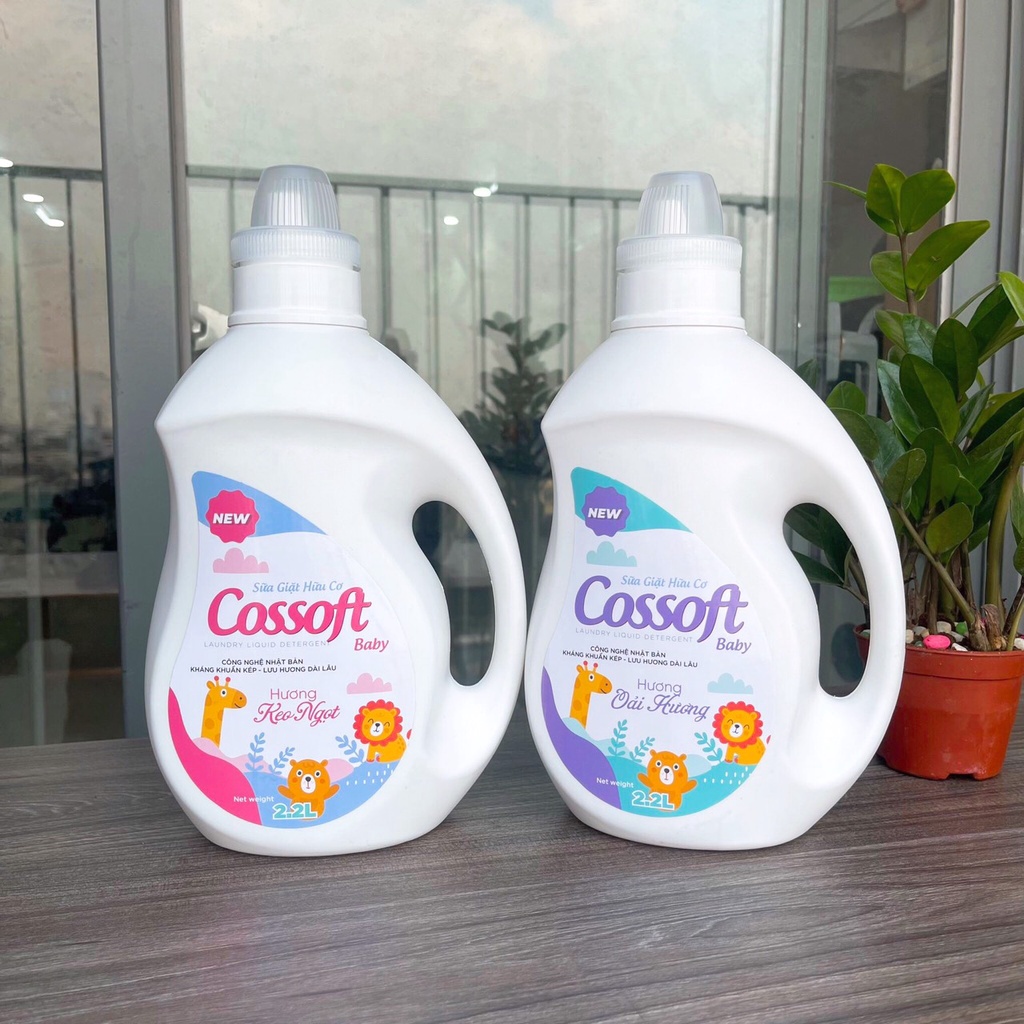 Nước giặt quần áo trẻ em 2 trong 1 Cossoft Baby cao cấp (2,2L) nước giặt sạch sâu, thơm lâu, an toàn cho bé